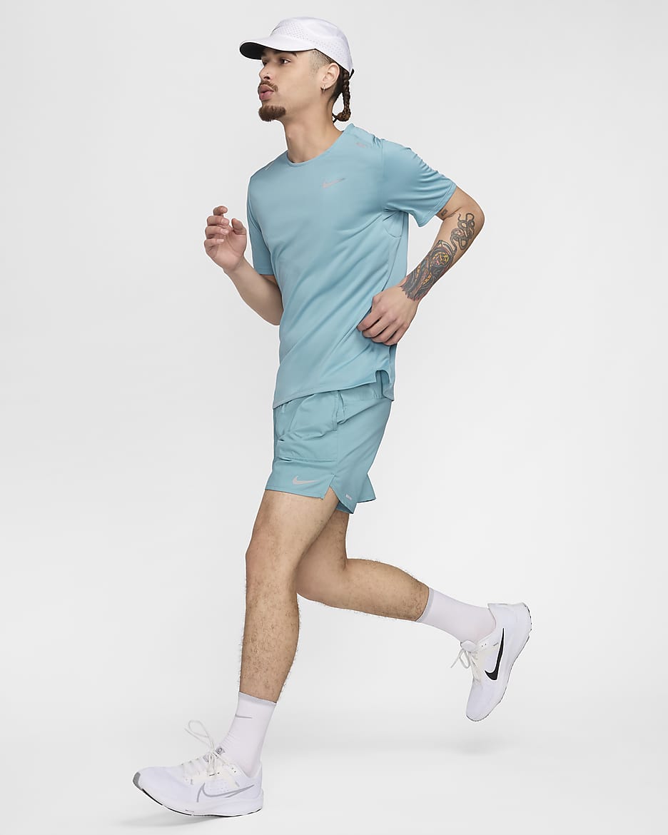 Nike Stride Pantalons curts amb eslip incorporat de 18 cm Dri-FIT de running - Home - Denim Turquoise/Negre