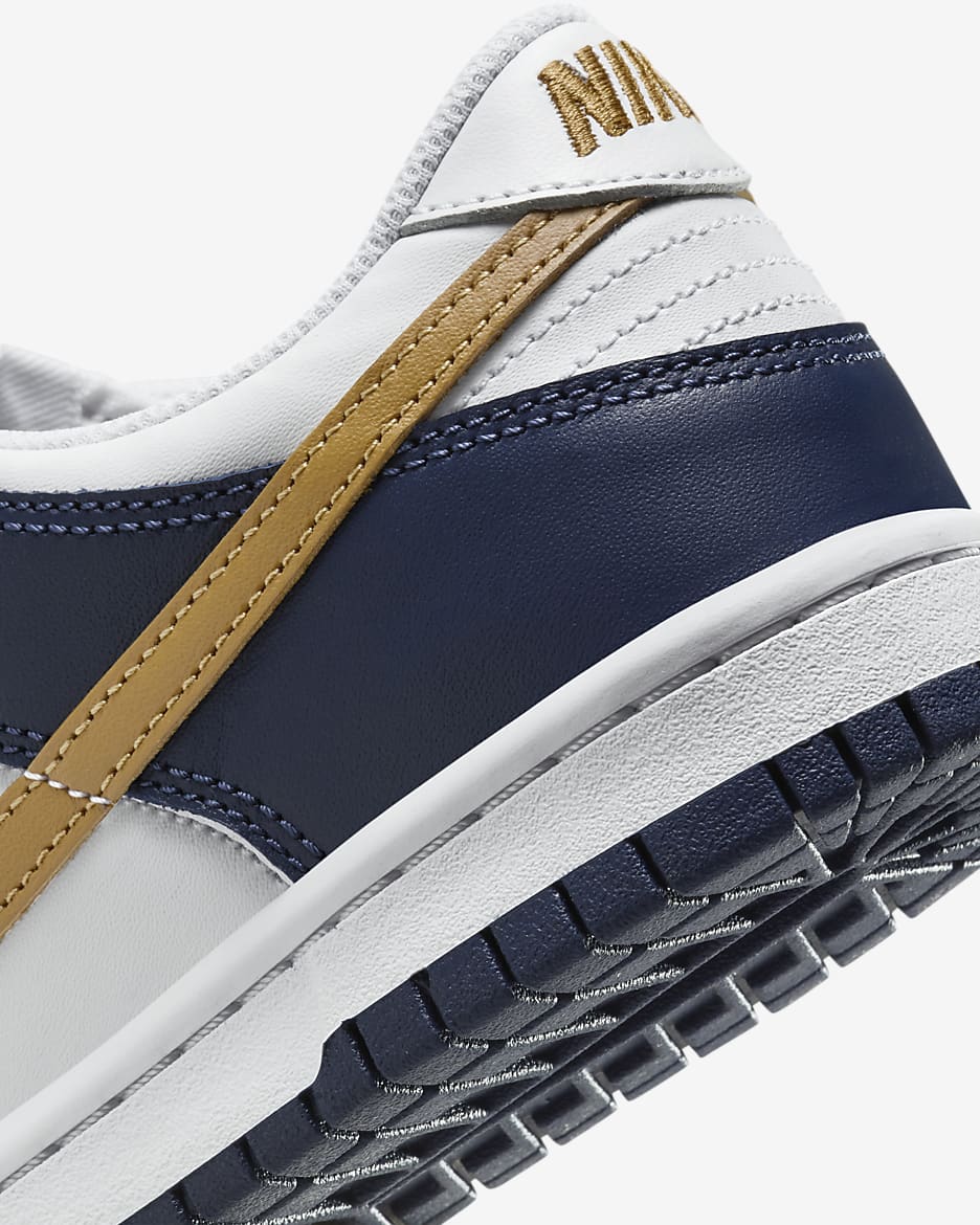 Nike Dunk Low Older Kids' Shoes - White/Midnight Navy/Wheat