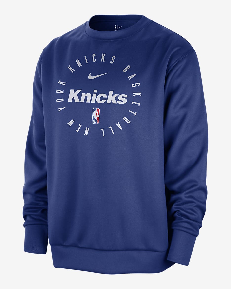 Sudadera de cuello redondo Nike Dri-FIT de la NBA para hombre New York Knicks Spotlight - Azul enérgico/Blanco