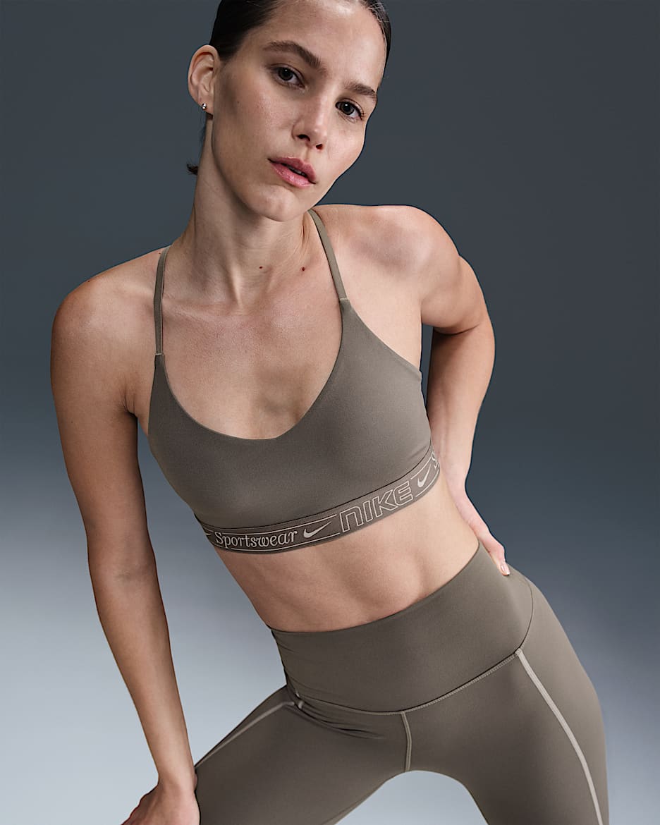 Nike Indy Women's Light-Support Padded Adjustable Sports Bra - Cave Stone