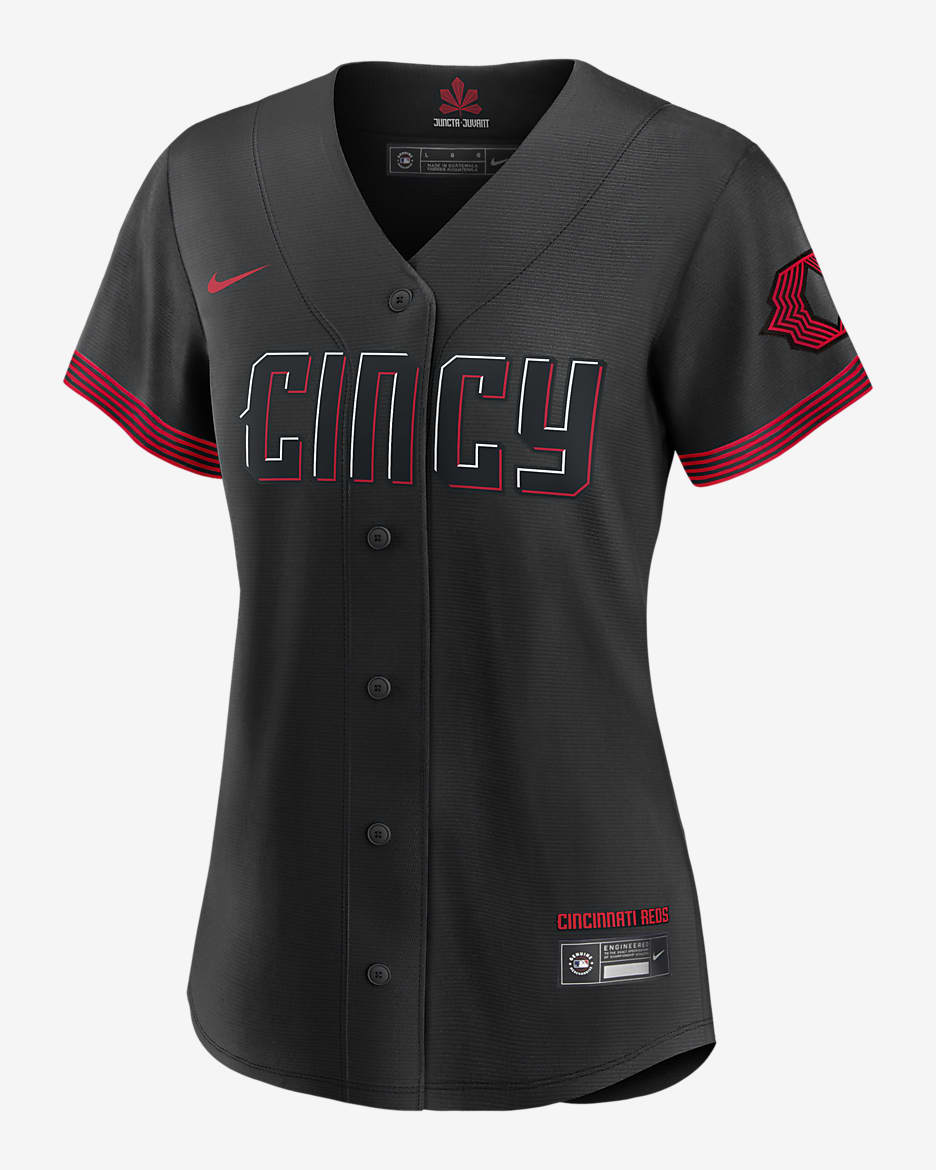 MLB Cincinnati Reds City Connect (Barry Larkin) Women's Replica Baseball Jersey - Black