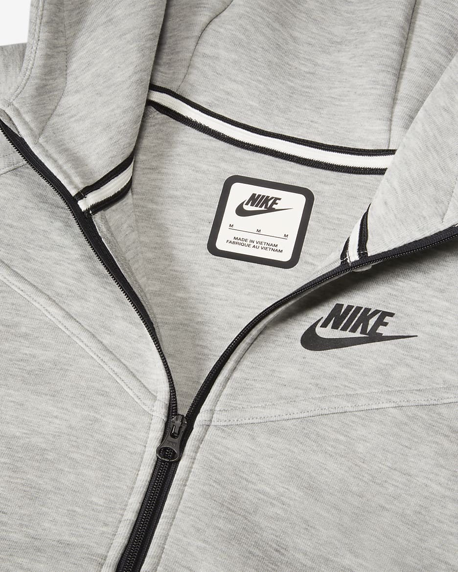 Rozpinana bluza z kapturem dla dużych dzieci (dziewcząt) Nike Sportswear Tech Fleece - Dark Grey Heather/Czerń/Czerń