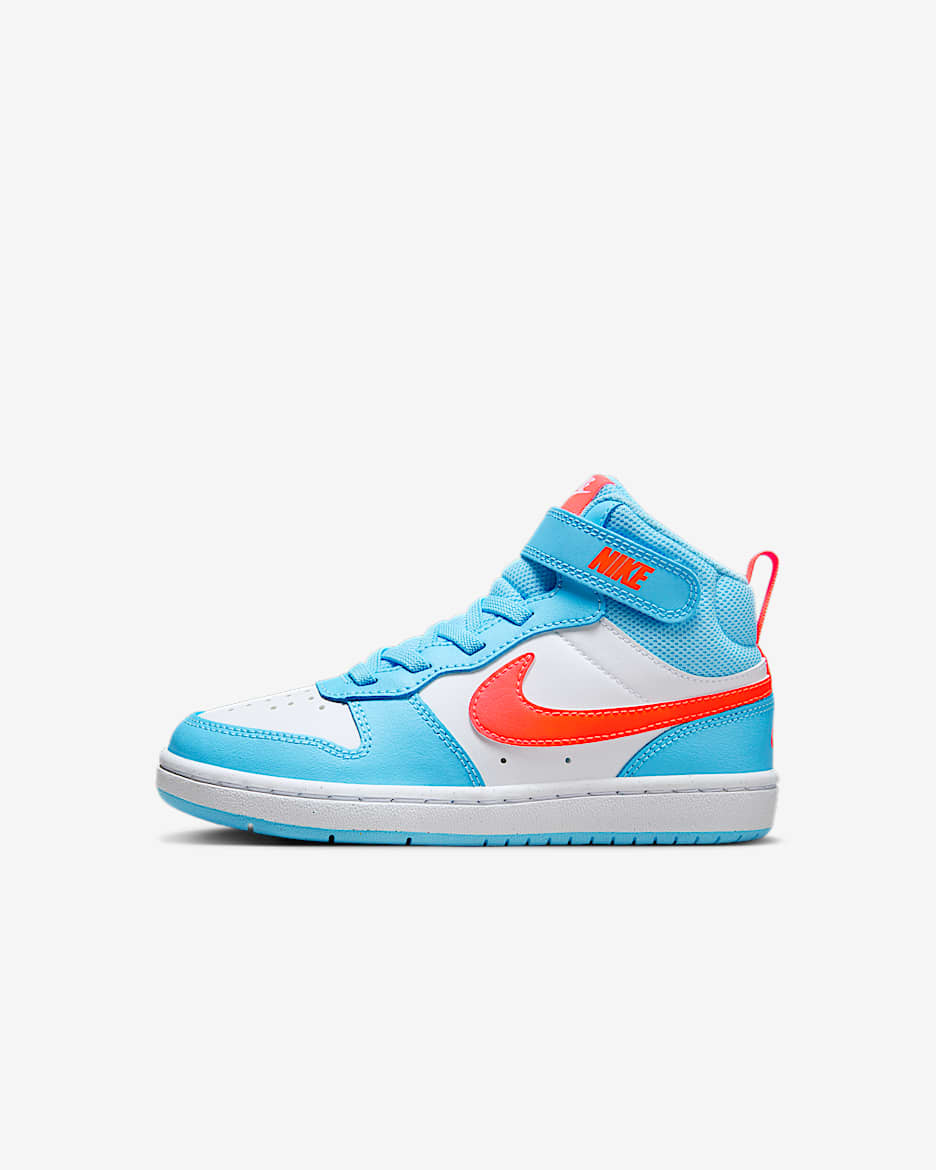 Nike Court Borough Mid 2 Little Kids' Shoes - Aquarius Blue/White/Total Orange