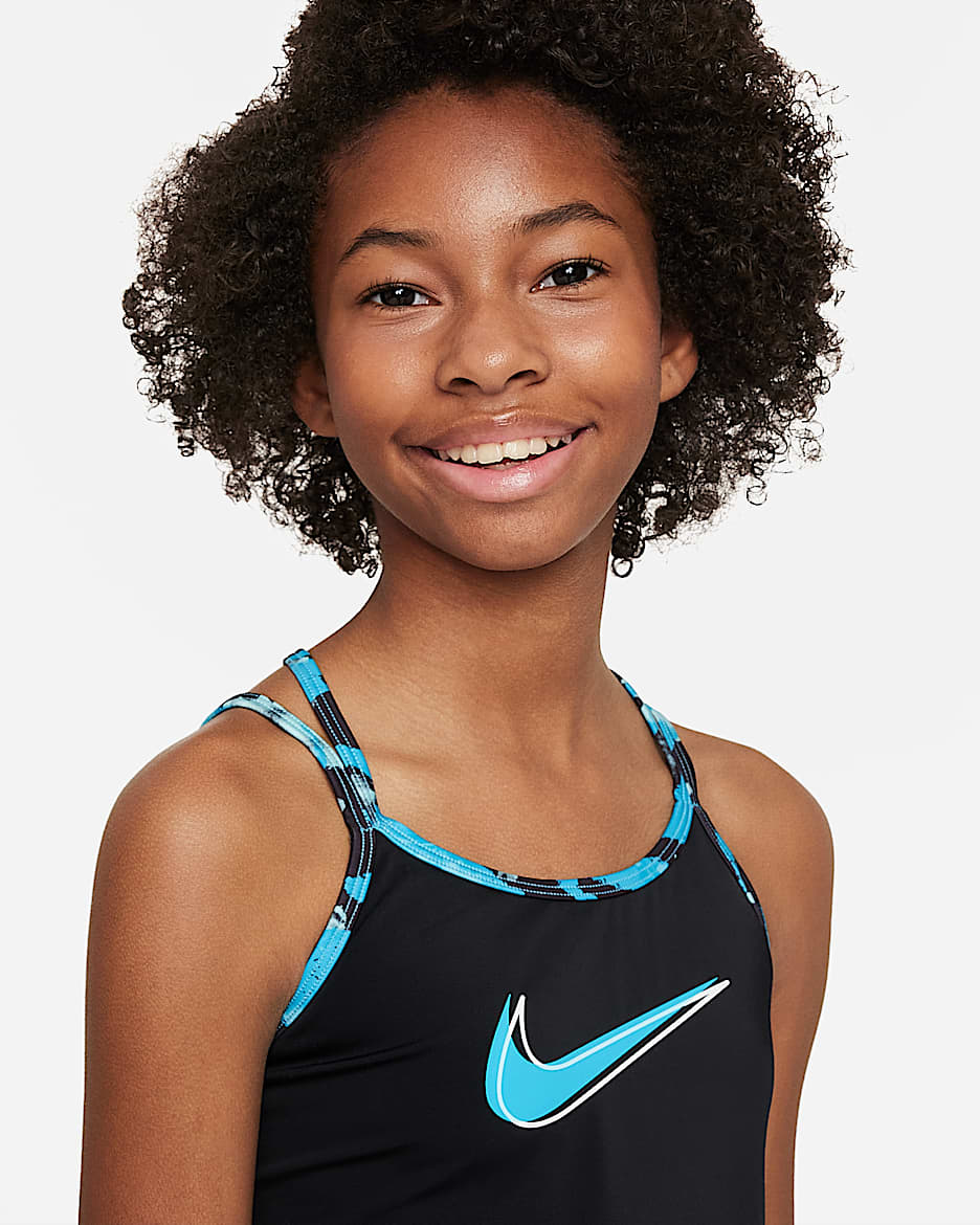 Conjunto de tankini de espalda cruzada para niña talla grande Nike - Azul relámpago