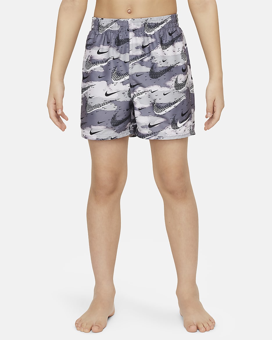 Nike Swim Flock Big Kids' (Boys') 4" Volley Shorts - Smoke Grey