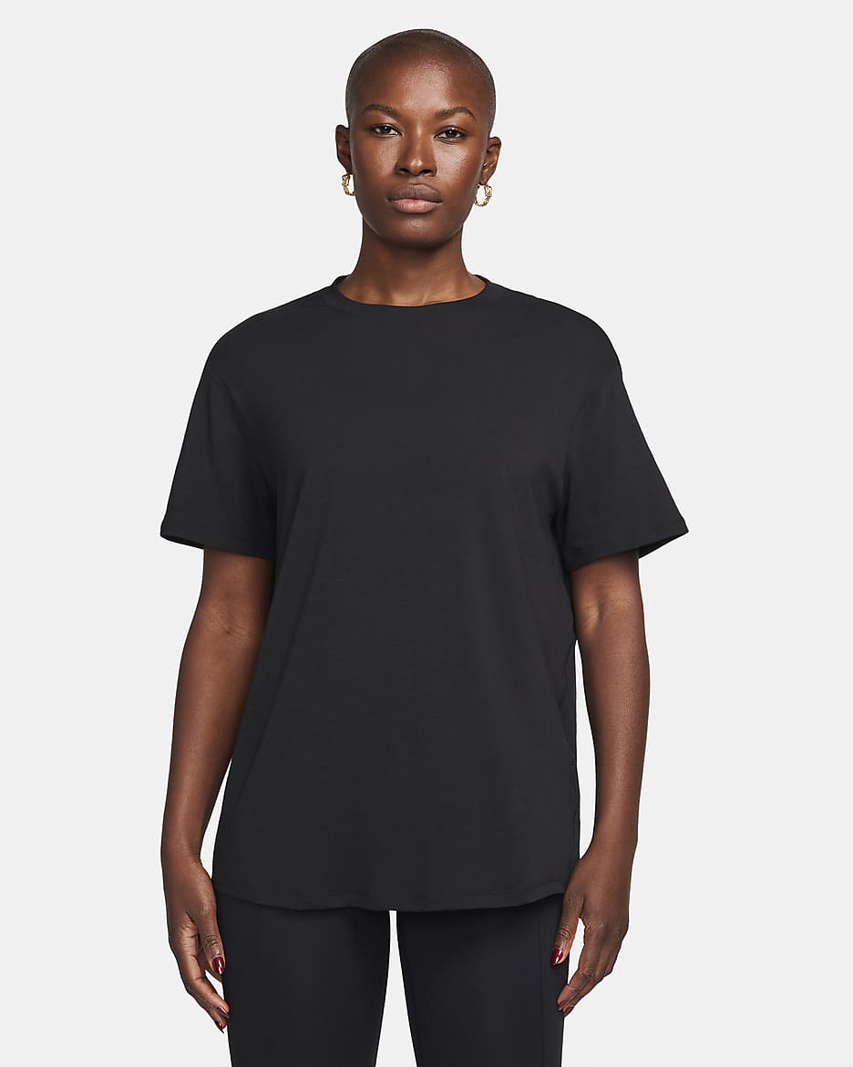 Nike One Relaxed Dri-FIT damestop met korte mouwen - Zwart/Zwart