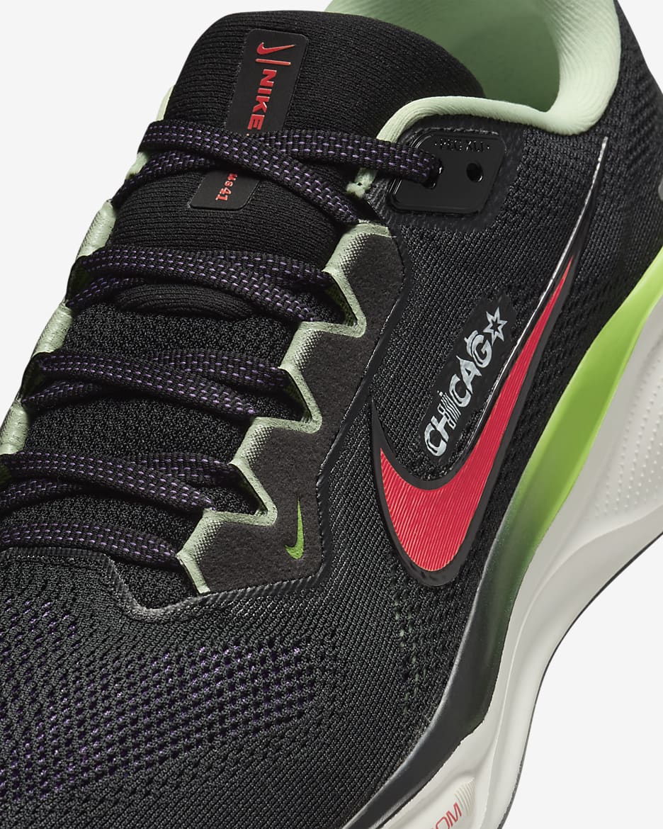 Tenis de correr en pavimento para hombre Nike Pegasus 41 - Negro/Verde grito/Orquídea nuevo/Carmesí brillante