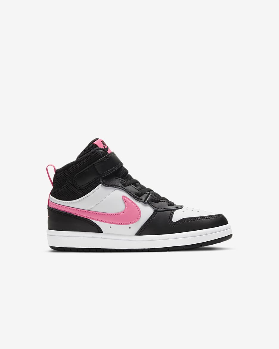 Tenis para niños de preescolar Nike Court Borough Mid 2 - Negro/Blanco/Puesta de sol pulso