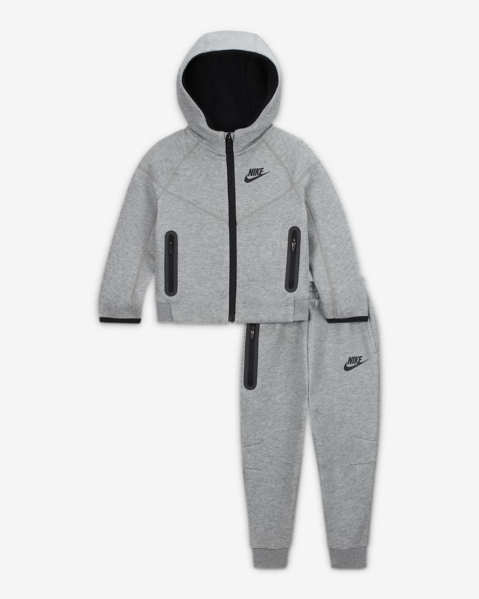 Nike Sportswear Tech Fleece Full-Zip Set Conjunto de sudadera con capucha de dos piezas - Bebé - Gris oscuro jaspeado