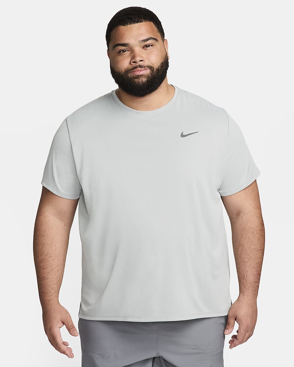 Nike Miler Men's Dri-FIT UV Short-Sleeve Running Top - Grey Fog/Particle Grey/Heather