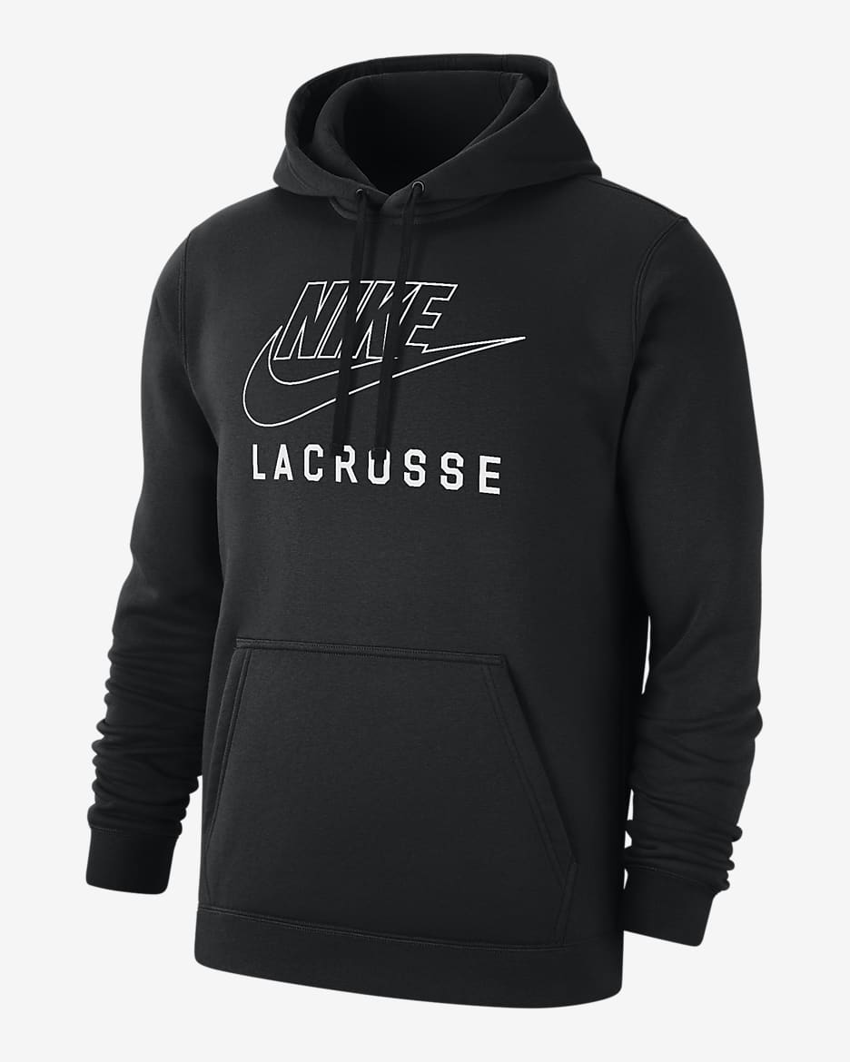 Nike Swoosh Club Fleece Men's Lacrosse Pullover Hoodie - Black