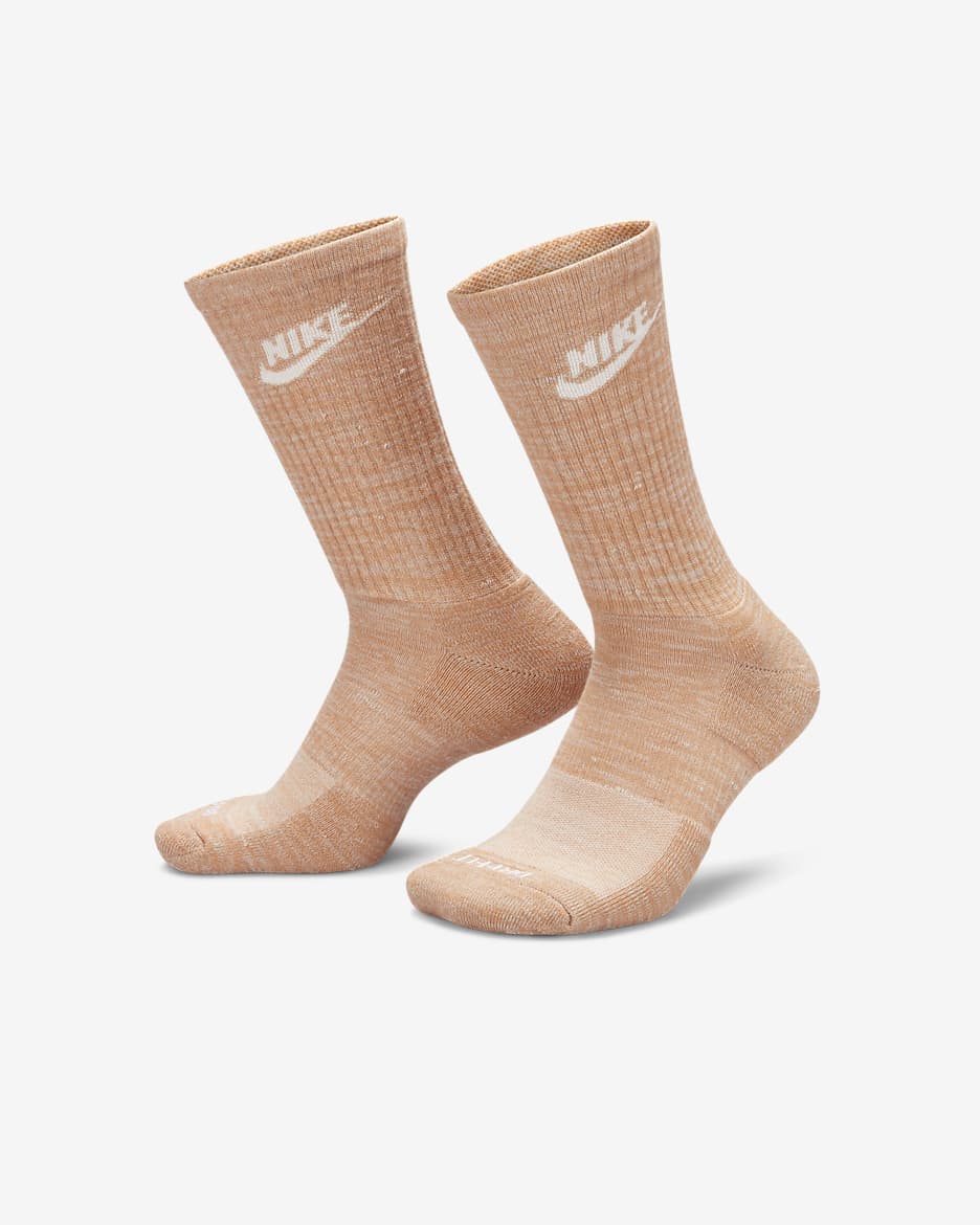 Nike Everyday Plus Cushioned Crew Socks - Amber Brown/Light Bone/Hemp/White