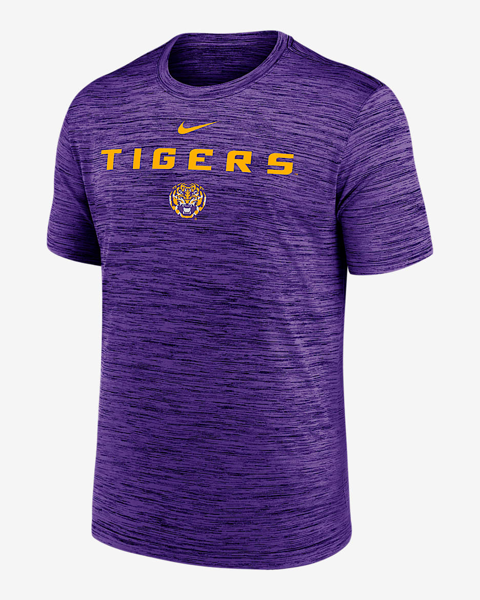 Playera universitaria Nike Dri-FIT para hombre LSU Sideline Velocity - Morado