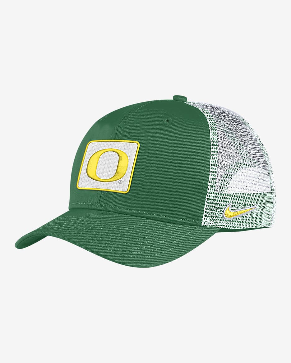 Oregon Classic99 Nike College Logo Trucker Hat - Apple Green
