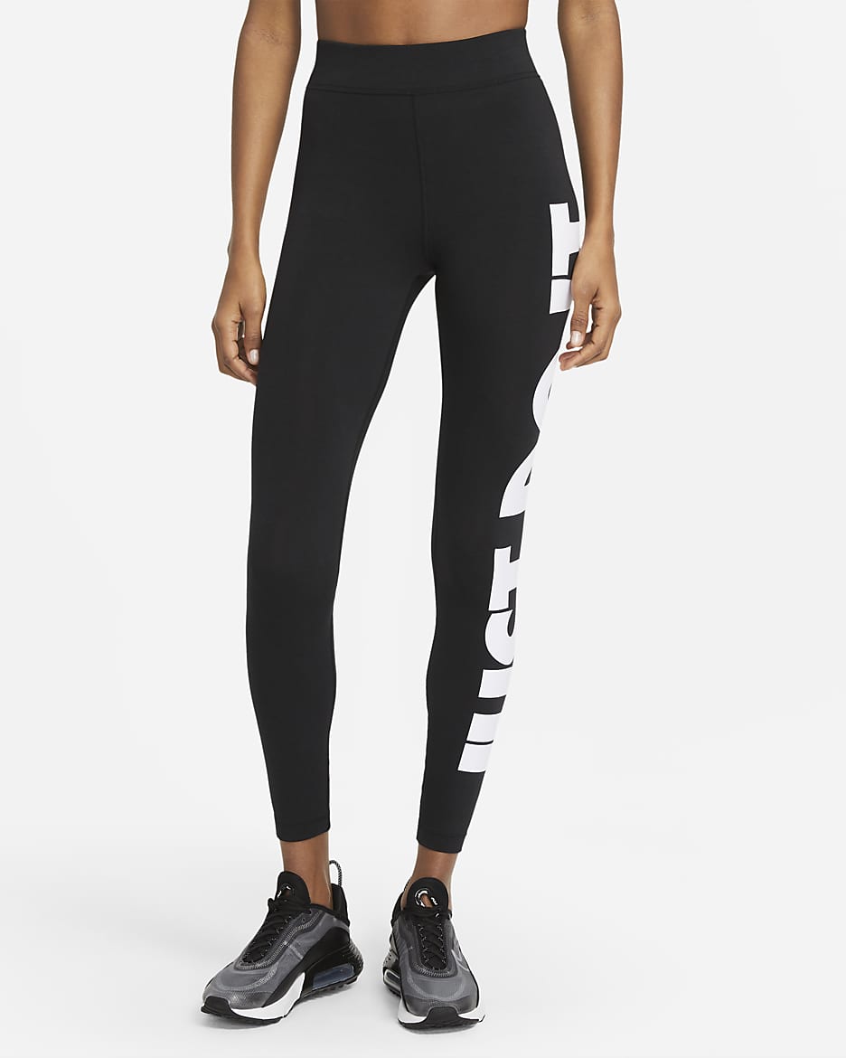 Nike Sportswear Essential Women's High-Waisted Graphic Leggings - Black/White