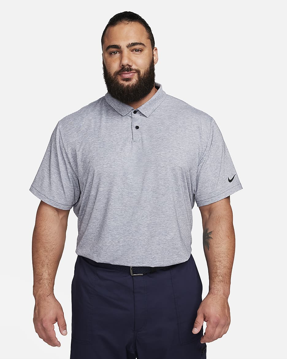 Nike Dri-FIT Tour Men's Heathered Golf Polo - Midnight Navy/Black