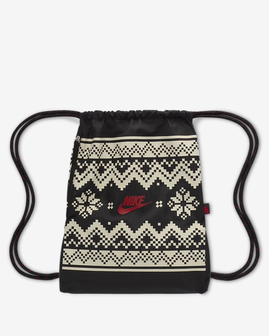 Nike Heritage Drawstring Bag (13L) - Black/Coconut Milk/University Red