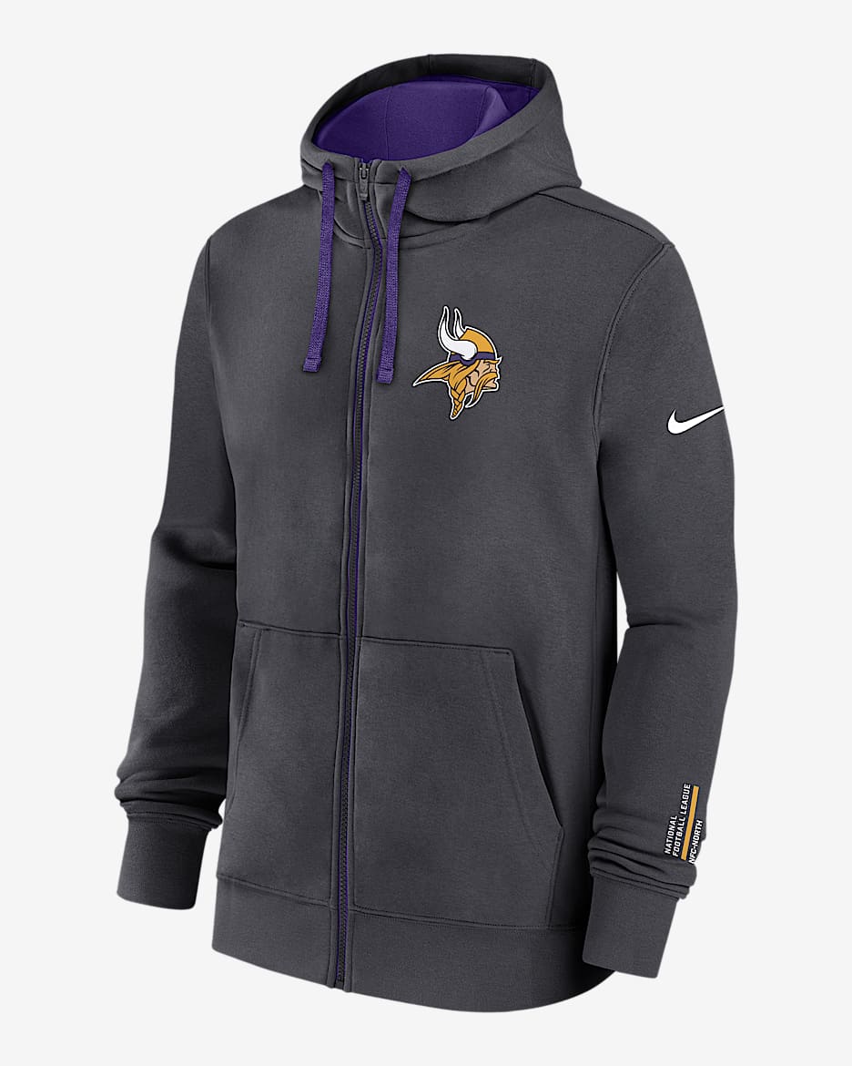 Minnesota Vikings Playbook Page Club Men's Nike NFL Full-Zip Hoodie - Anthracite