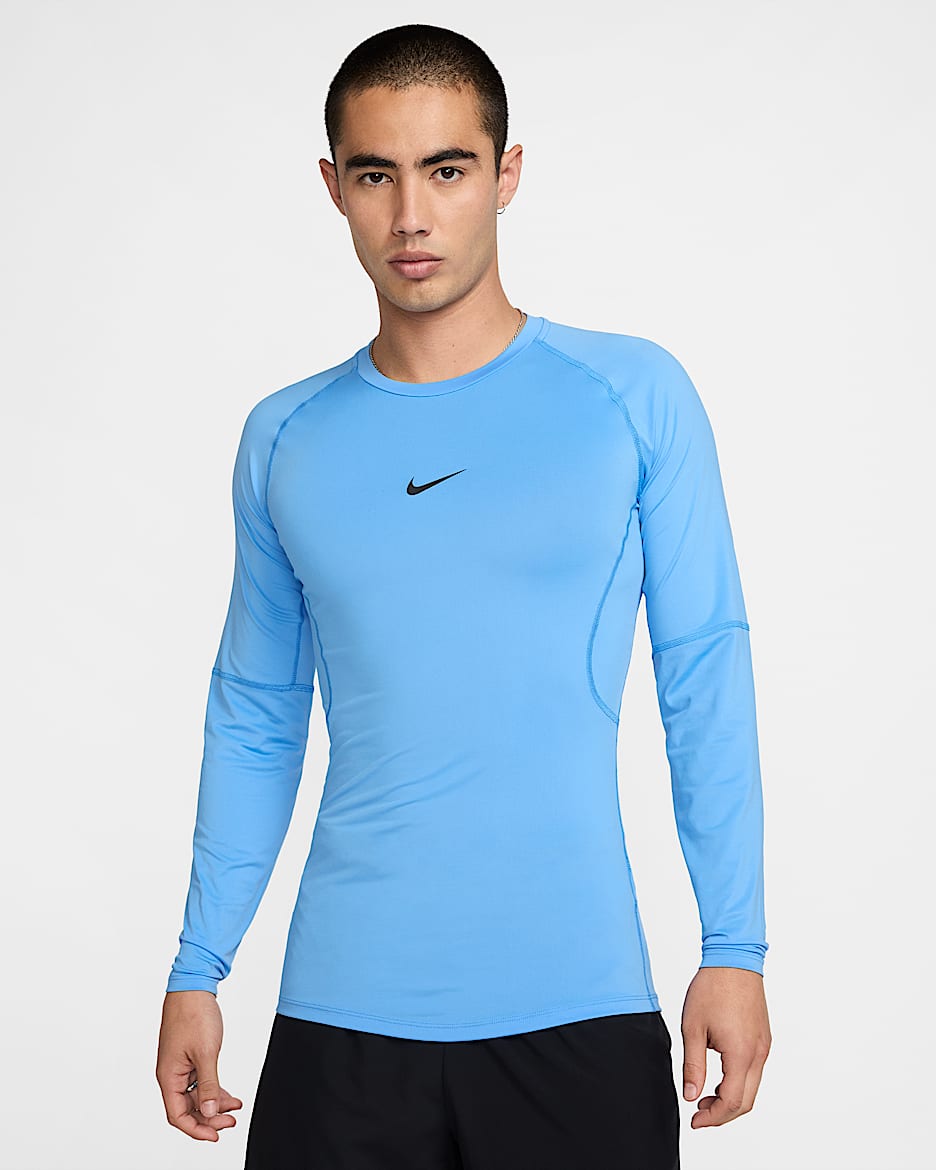 Haut de fitness ajusté à manches longues Dri-FIT Nike Pro pour homme - University Blue/Noir