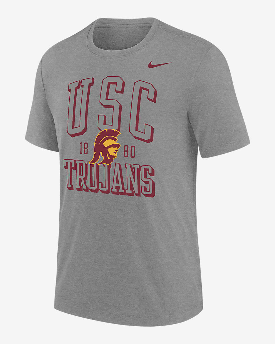 Playera Nike College para hombre USC - Gris oscuro jaspeado