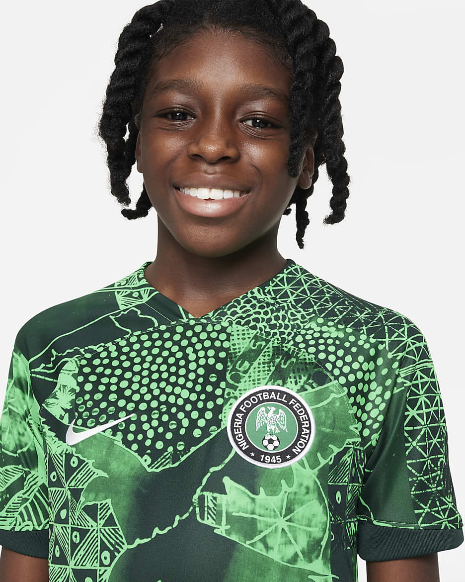 Nigeria 2022/23 Stadium Home Big Kids' Nike Dri-FIT Soccer Jersey - Green Spark/Pine Green/Black/White