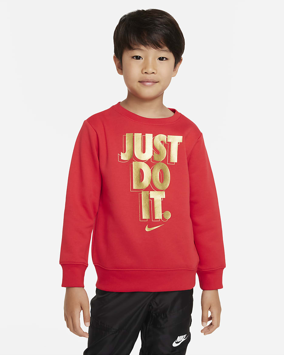 Sudadera de cuello redondo para niños talla pequeña Nike Just Do It Gifting Crewneck - Rojo universitario