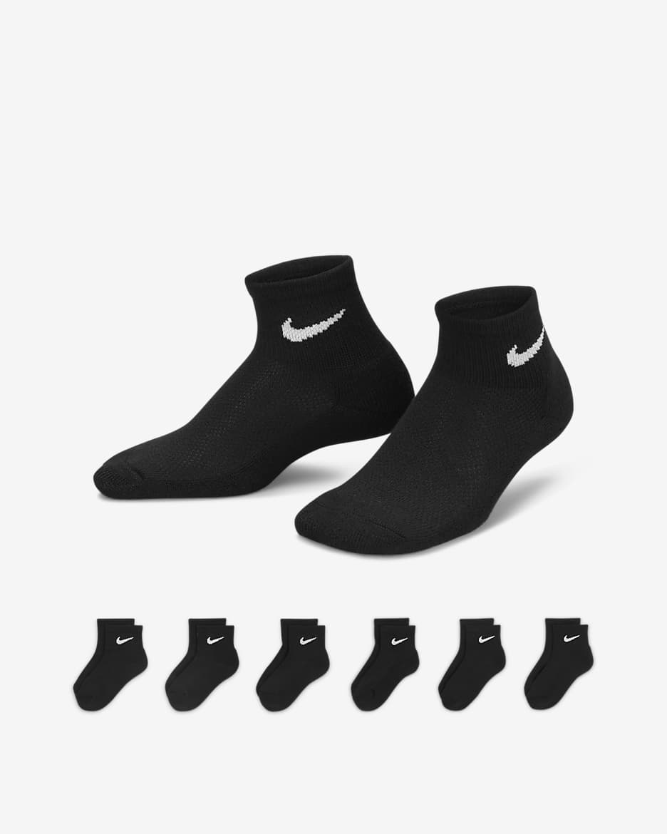 Nike Little Kids' Mesh and Cushioned Ankle Socks (6 Pairs) - Black