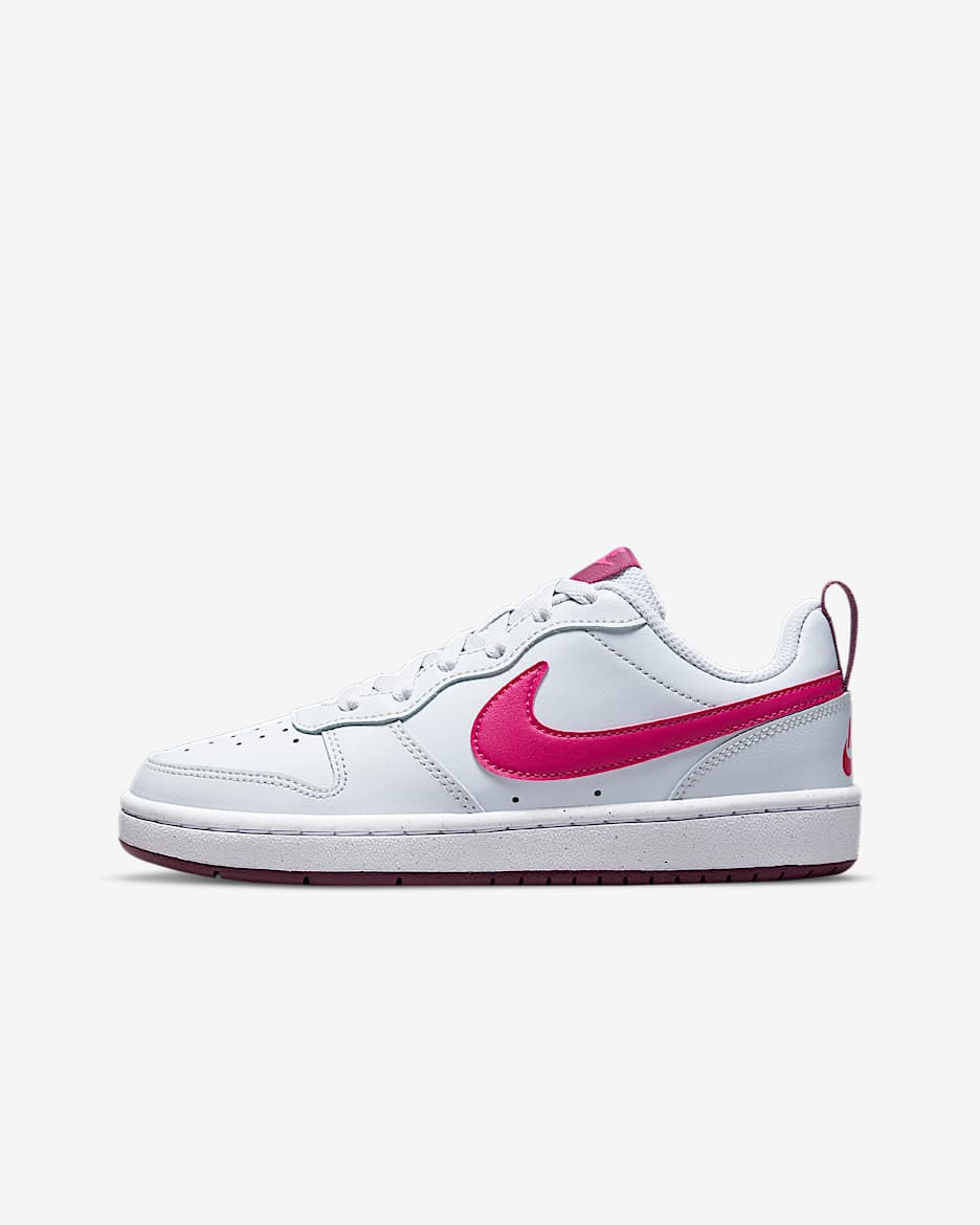 Nike Court Borough Low 2 Big Kids' Shoes - Pure Platinum/Sangria/Pink Prime
