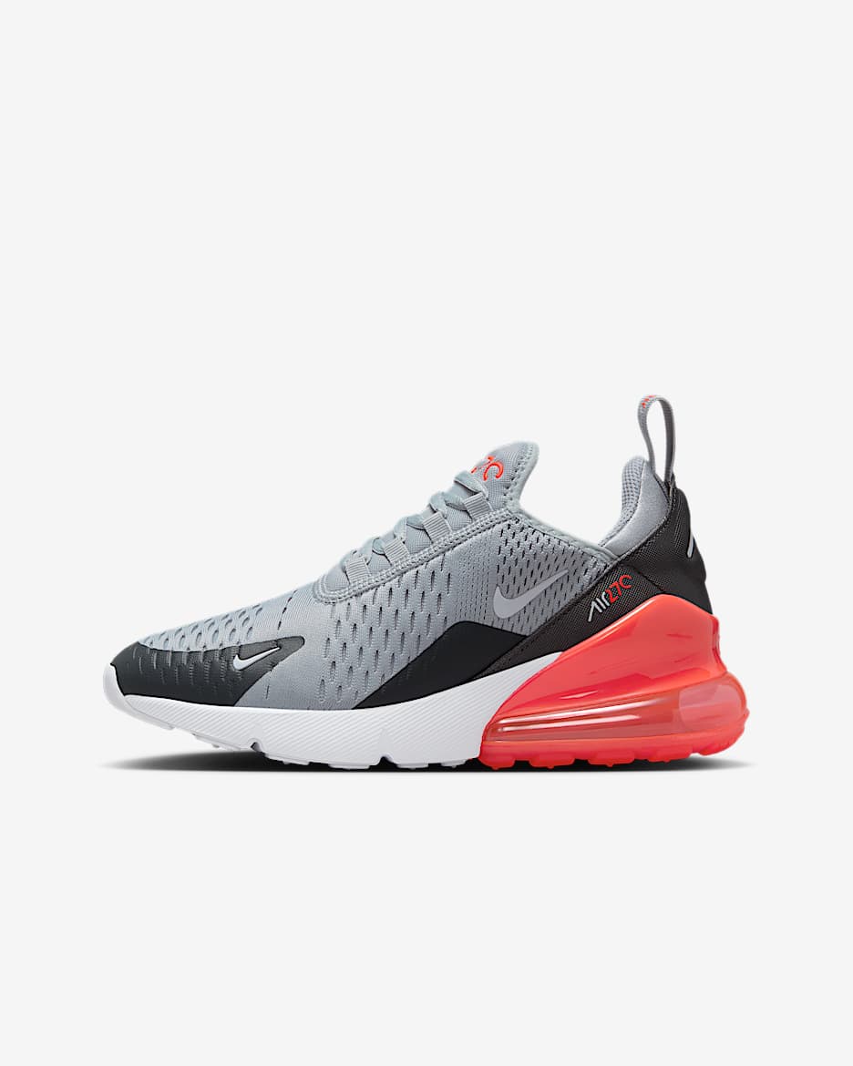 Buty dla dużych dzieci Nike Air Max 270 - Wolf Grey/Anthracite/Bright Crimson/Biel