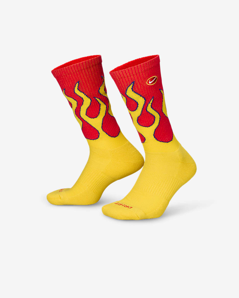 Nike Everyday Plus Calcetines largos acolchados (1 par) - University Red/Tour Yellow/Blanco
