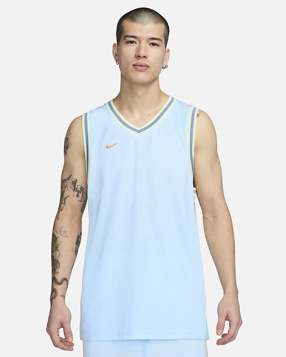 Nike DNA Men's Dri-FIT Basketball Jersey - Glacier Blue/Bright Mandarin