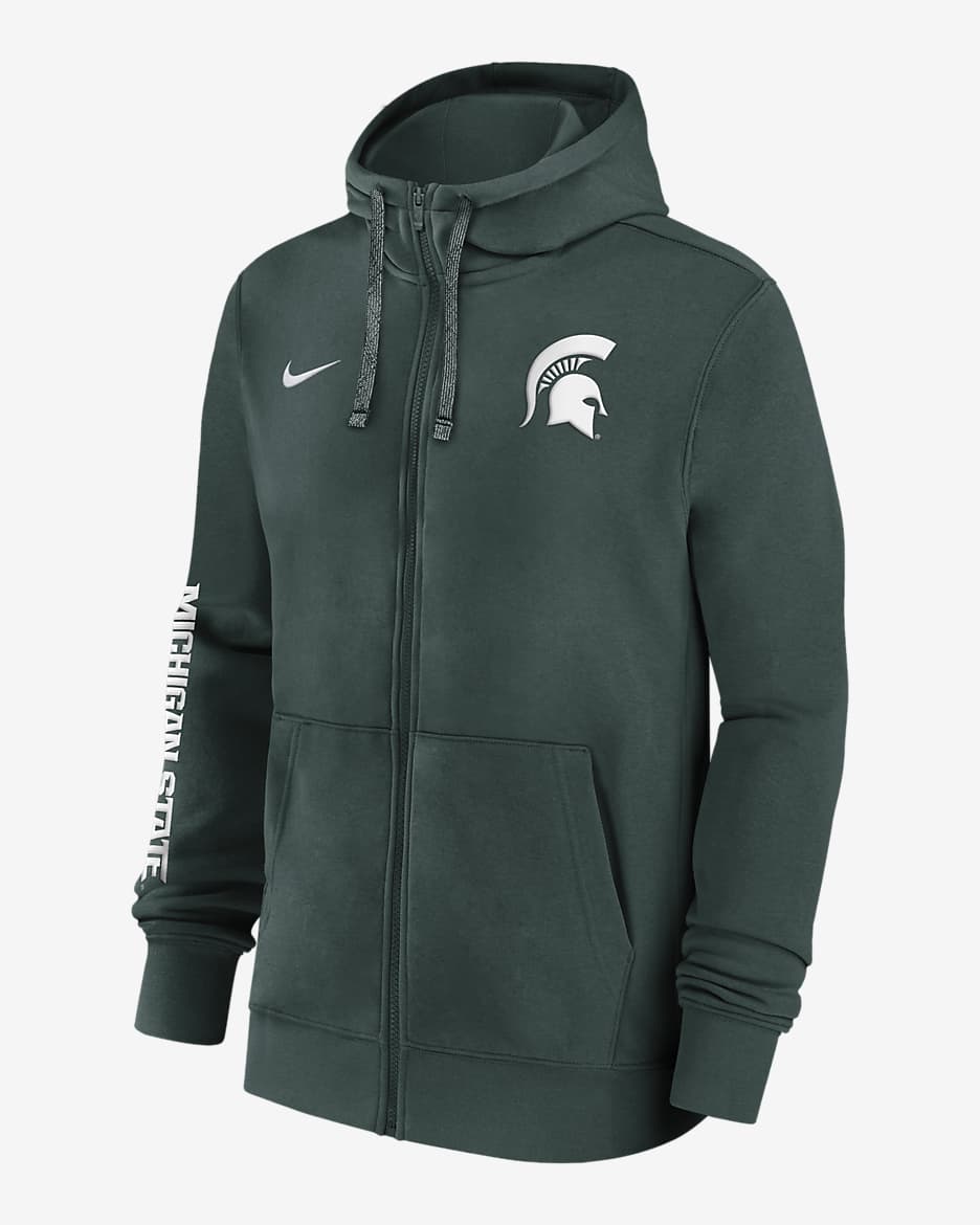 Michigan State Spartans Sideline Team Issue Men's Nike College Full-Zip Hoodie - Green