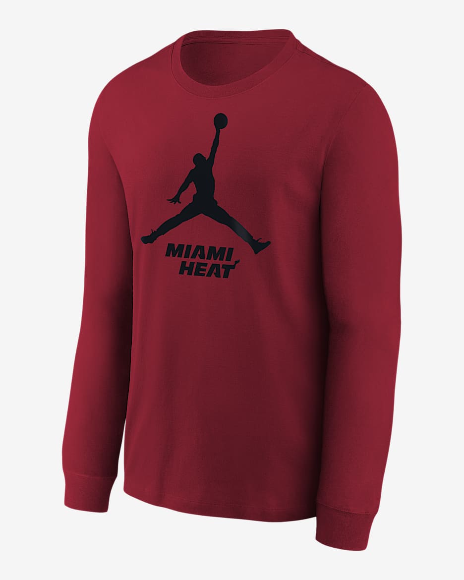 Playera de manga larga Jordan de la NBA para niños talla grande Miami Heat Essential - Negro
