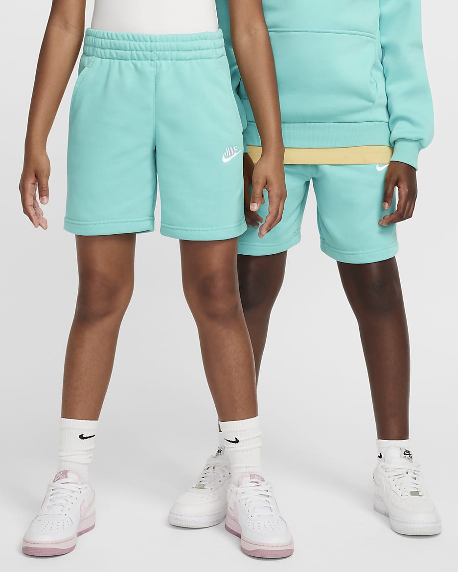 Nike Sportswear Club Fleece Big Kids' French Terry Shorts - Green Frost/White