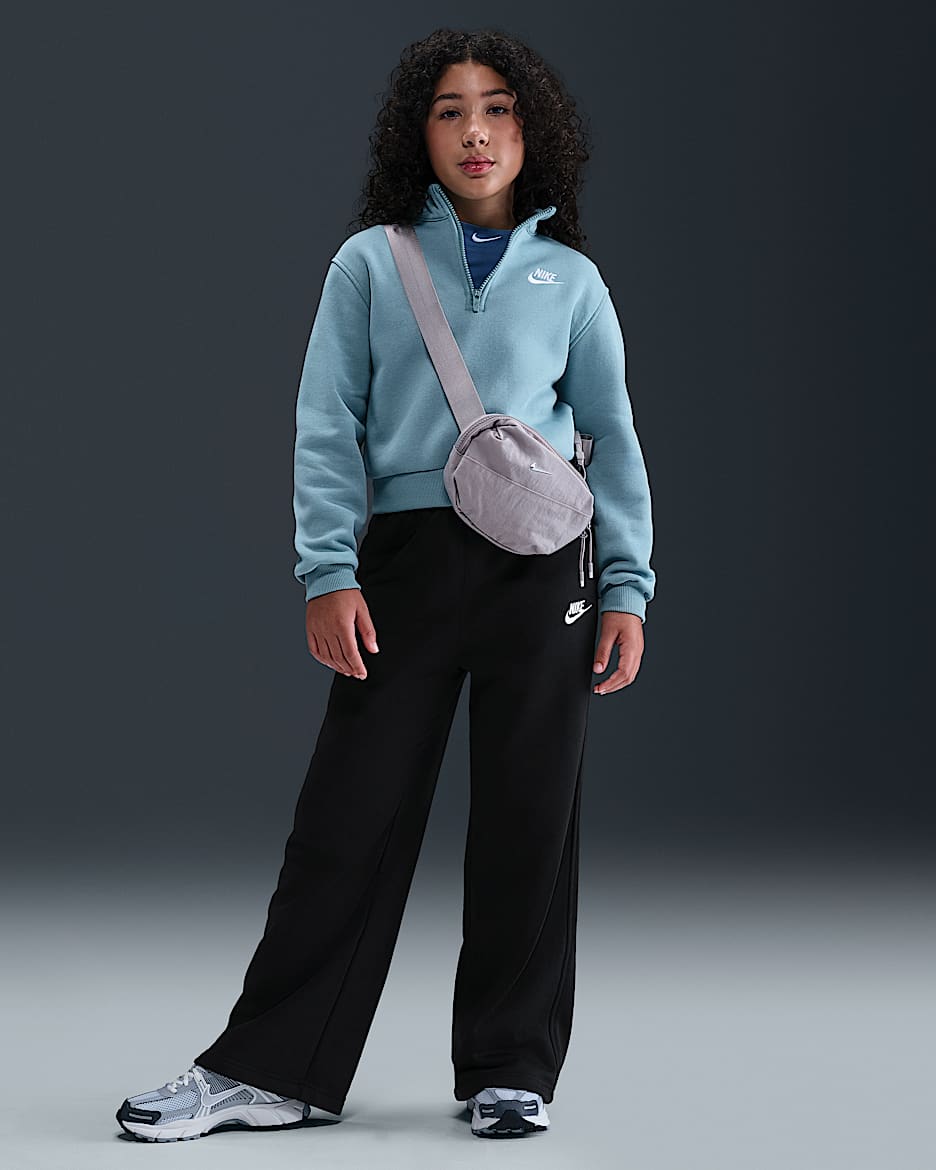 Nike Sportswear Club Fleece Older Kids' (Girls') Wide-Leg Trousers - Black/White