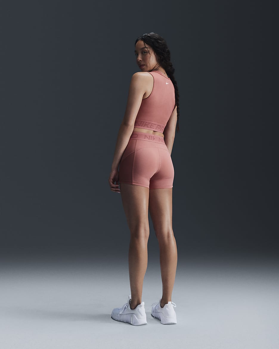 Camisola sem mangas em malha Nike Pro para mulher - Rosa Canyon/Branco