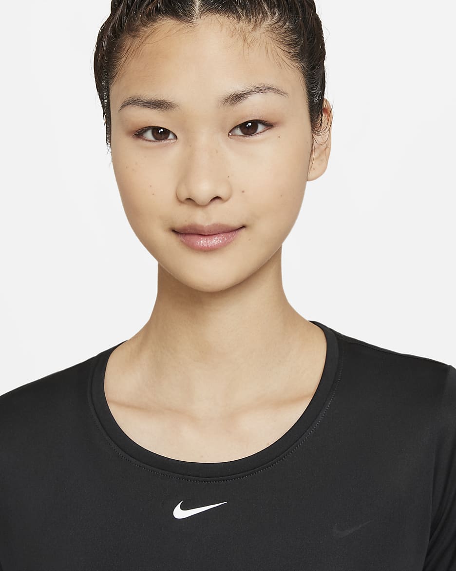 Nike Dri-FIT One Women's Standard-Fit Short-Sleeve Top - Black/White