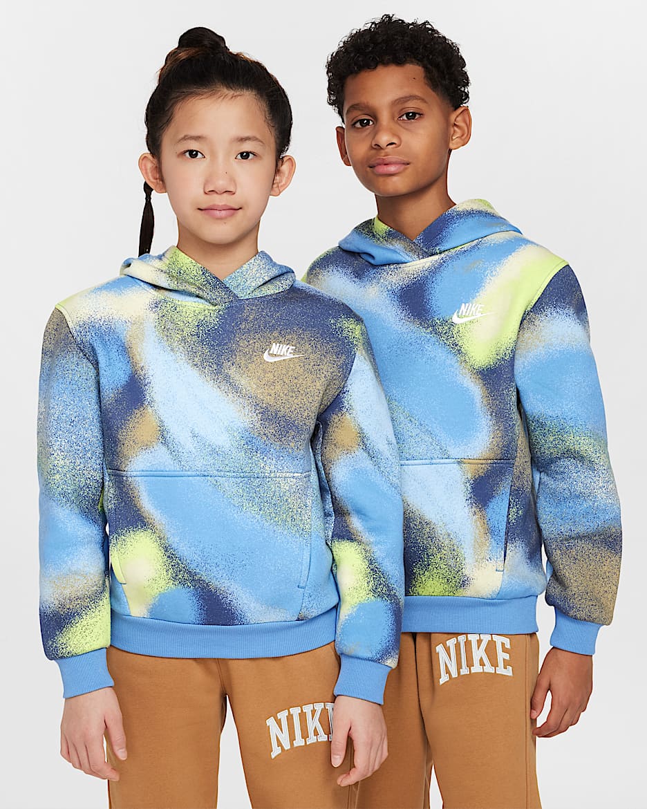 Sudadera con gorro para niños talla grande Nike Sportswear Club Fleece - Azul extremo/Azul extremo/Blanco