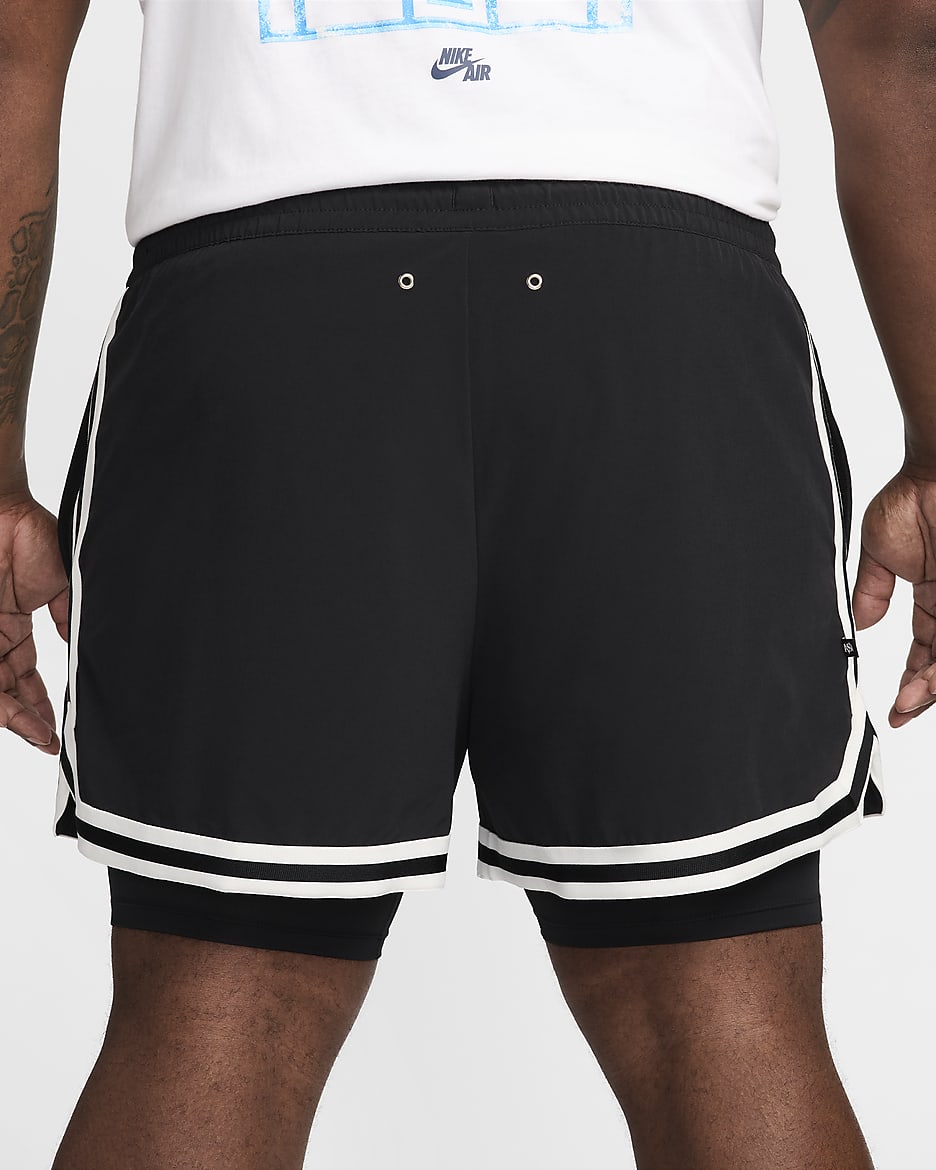 Shorts de básquetbol DNA 2 en 1 de 10 cm para hombre Kevin Durant - Negro/Negro/Vela