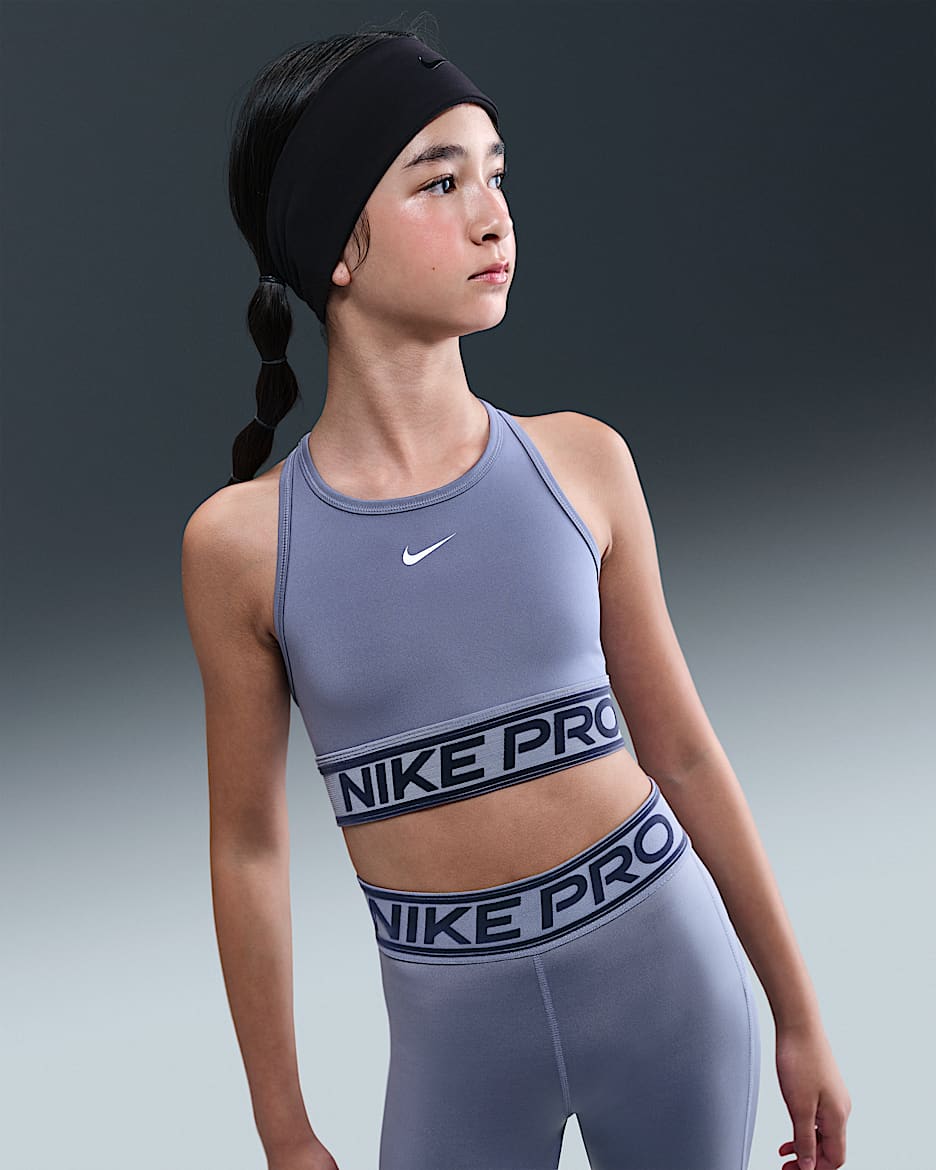 Nike Pro Swoosh Older Kids' (Girls') Sports Bra - World Indigo/White