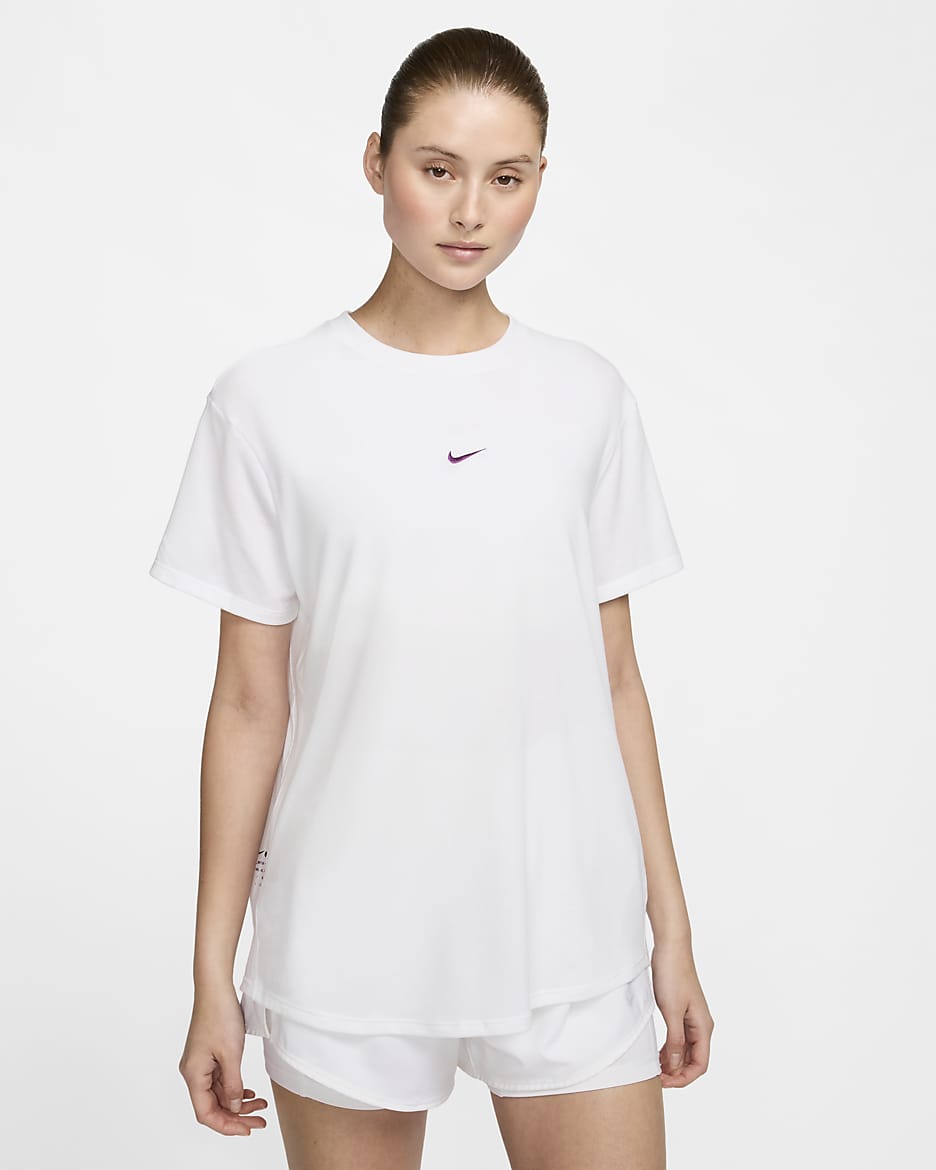 ナイキ ワン リラックスド ウィメンズ Dri-FIT ショートスリーブ トップ - ホワイト/バイオテック