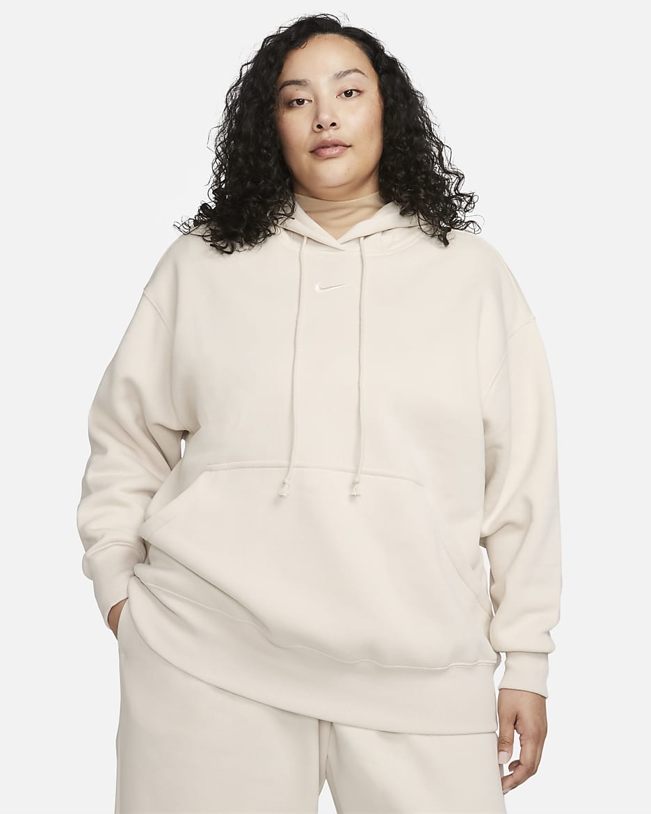 Nike Sportswear Phoenix Fleece Women's Oversized Pullover Hoodie (Plus Size) - Light Orewood Brown/Sail