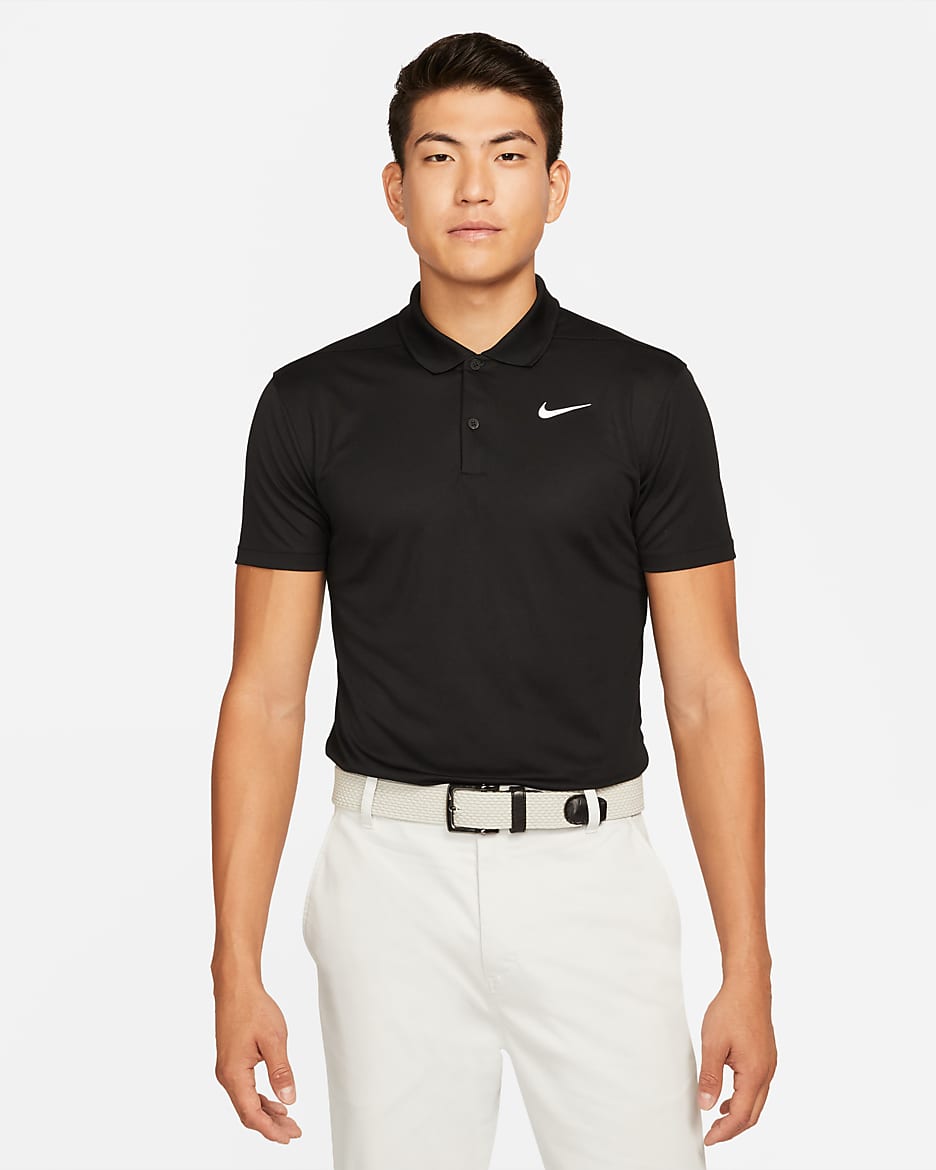 Nike Dri-FIT Victory Men's Slim-Fit Golf Polo - Black/White