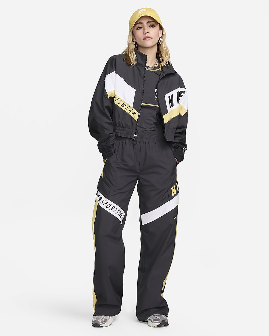 Nike Sportswear Women's High-Waisted Trousers - Dark Smoke Grey/Saturn Gold/White