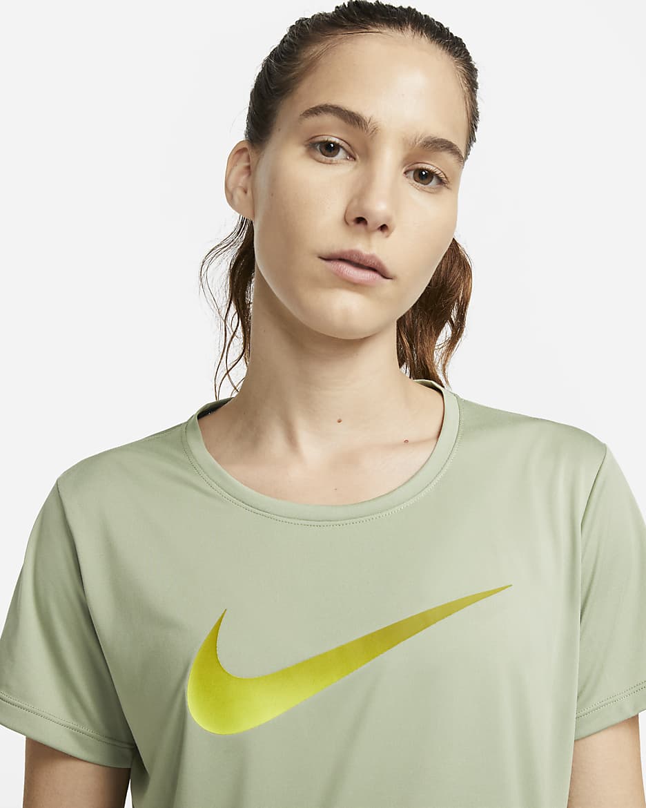 Nike Dri-FIT One kortermet løpeoverdel til dame - Oil Green