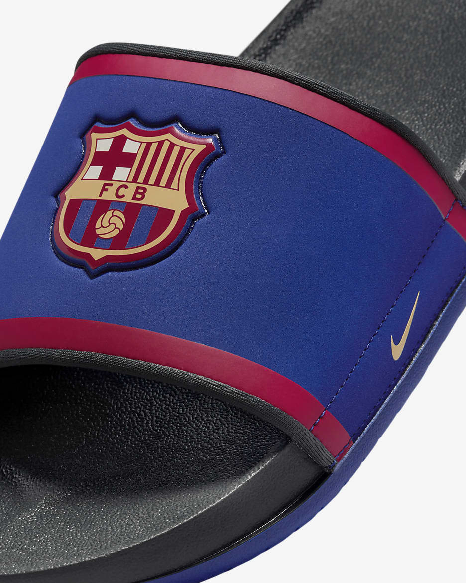 Nike Offcourt (FC Barcelona) Soccer Slides - Deep Royal Blue/Dark Smoke Grey/Noble Red/Club Gold