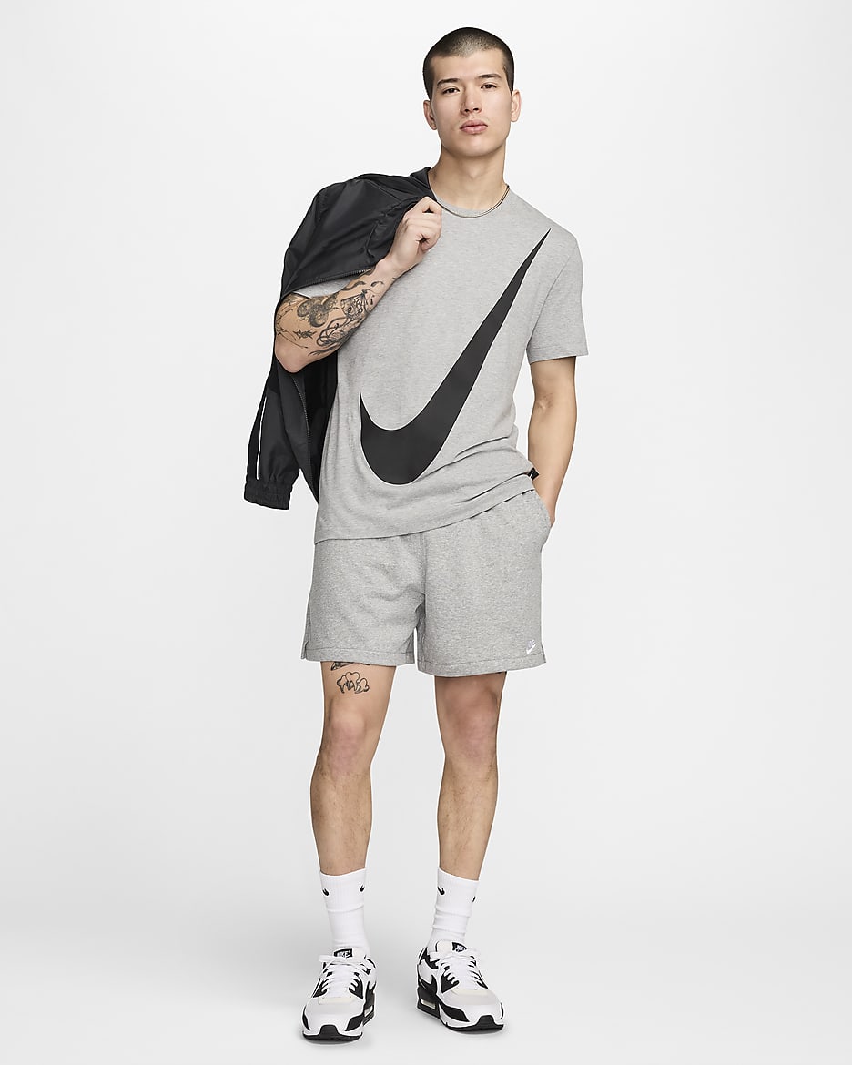 Nike Club Men's French Terry Flow Shorts - Dark Grey Heather/Light Smoke Grey/White