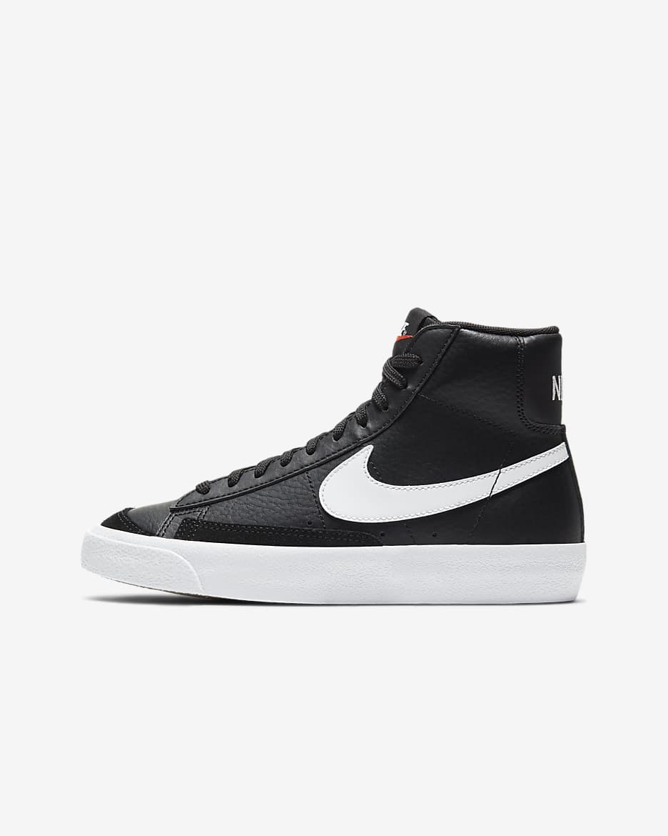 Nike Blazer Mid '77 Big Kids' Shoes - Black/White/Team Orange/Sail
