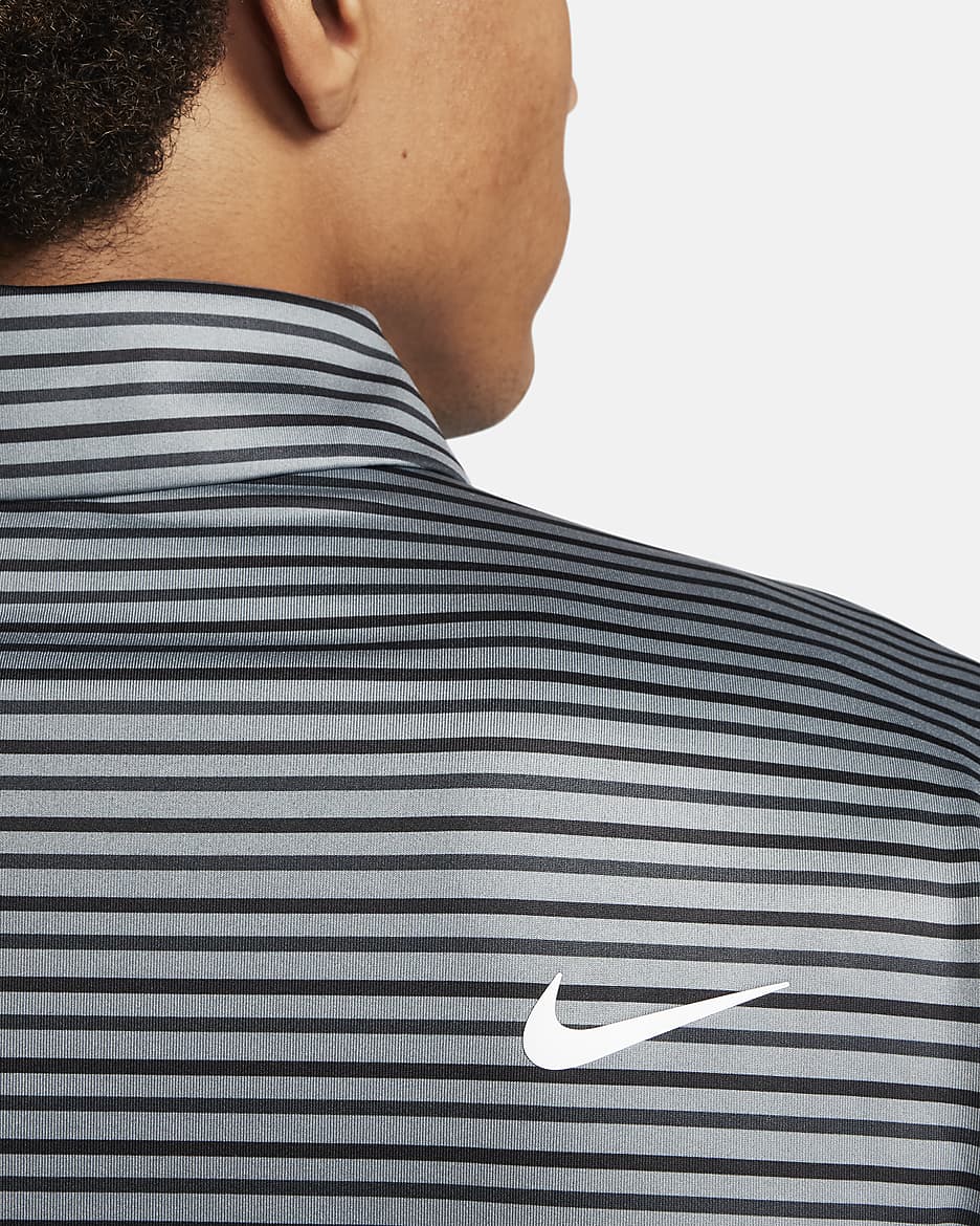 Nike Tour Men's Dri-FIT Striped Golf Polo - Smoke Grey/White