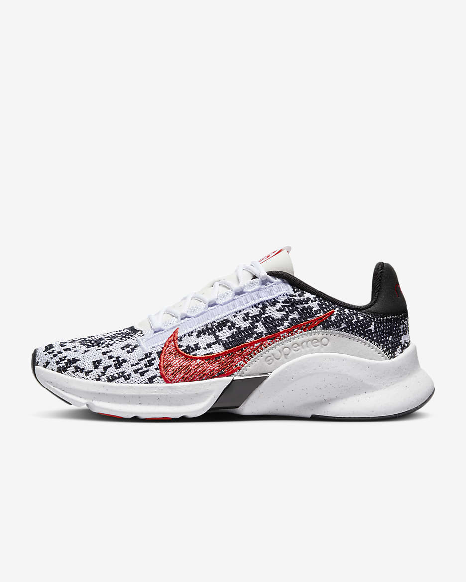 รองเท้าออกกำลังกายผู้หญิง Nike SuperRep Go 3 Flyknit Next Nature - ขาว/ดำ/Photon Dust/Picante Red
